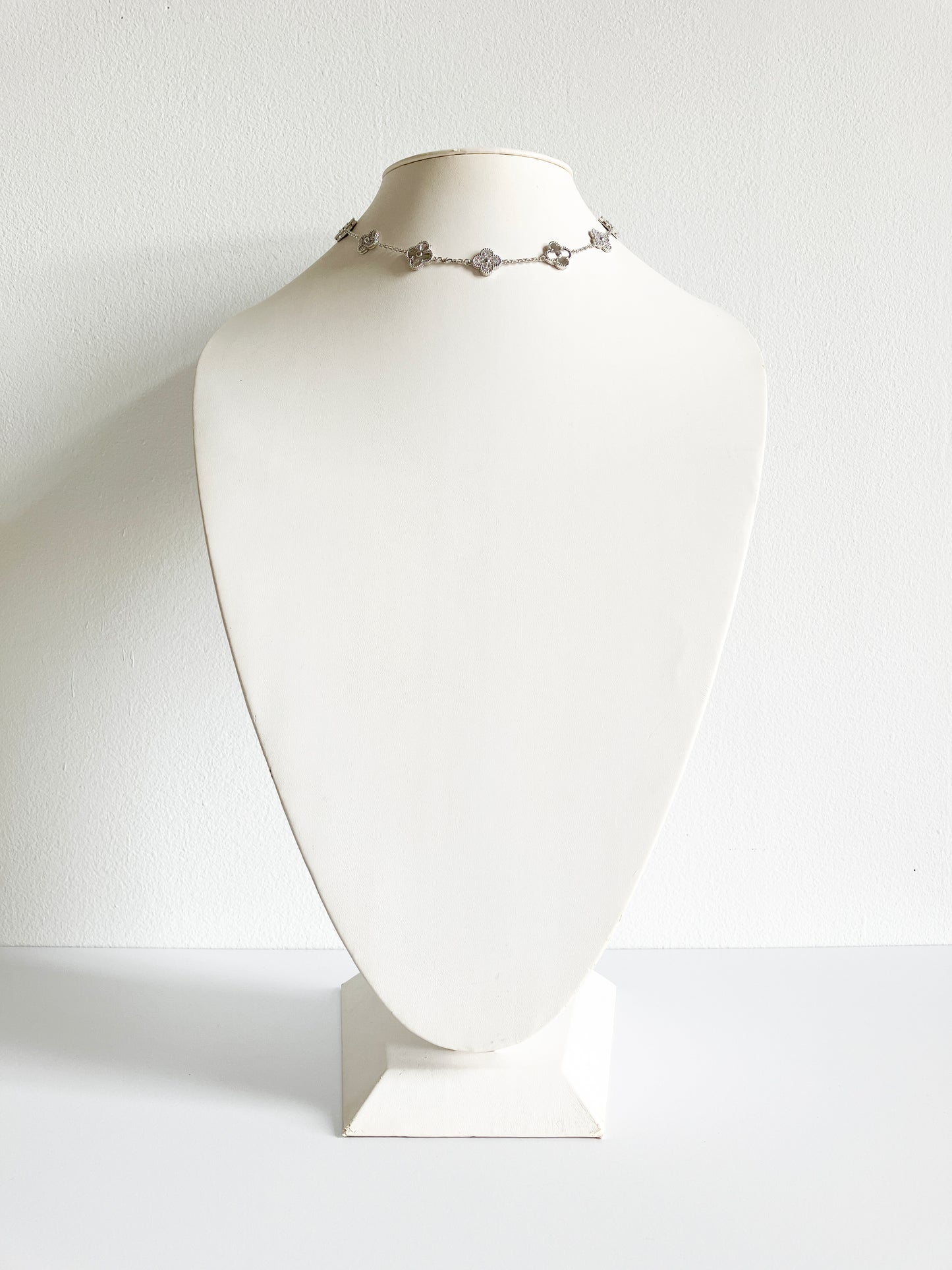 Cubic Zirconia and Radiant Quatrefoil Choker in Silver