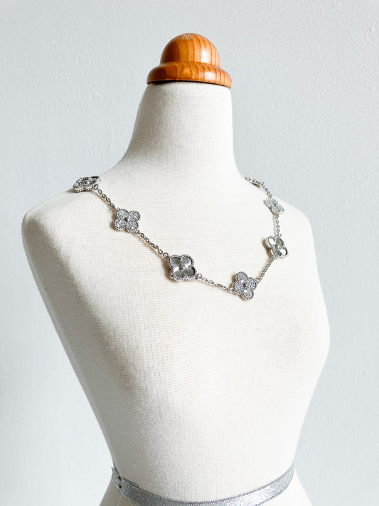 Cubic Zirconia and Radiant Quatrefoil Choker in Silver