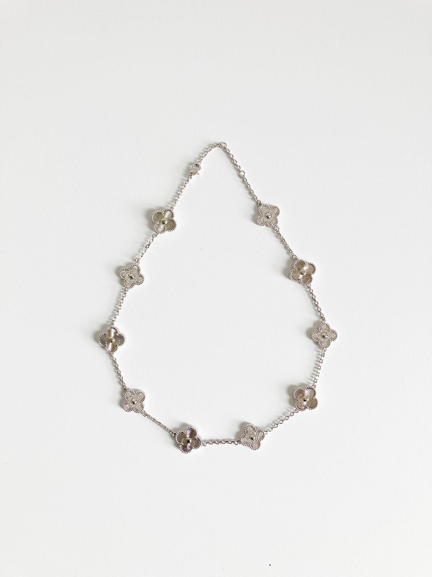 Cubic Zirconia and Radiant Quatrefoil Choker in Silver