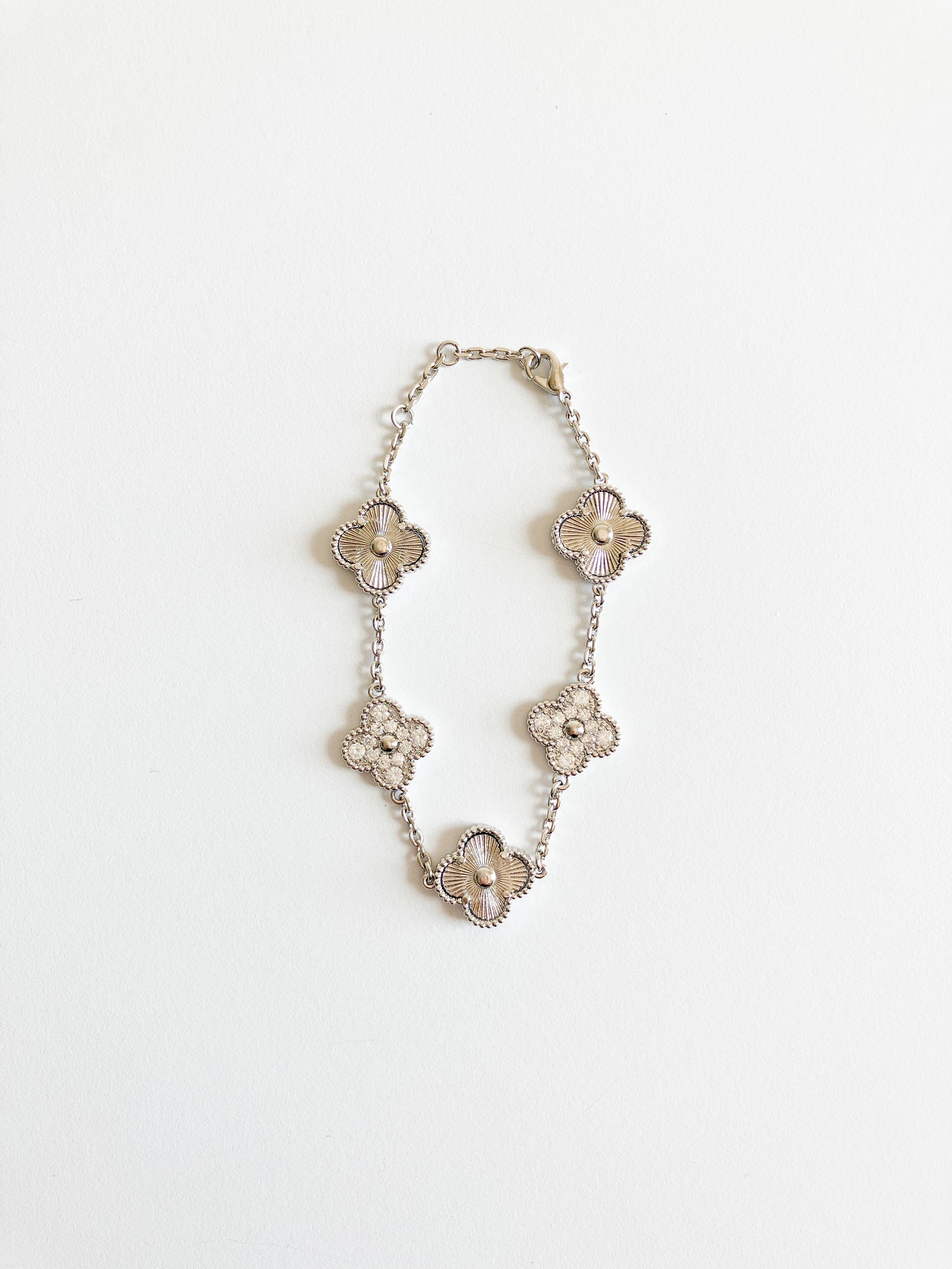 Cubic Zirconia and Radiant Demi Quatrefoil Bracelet in Silver
