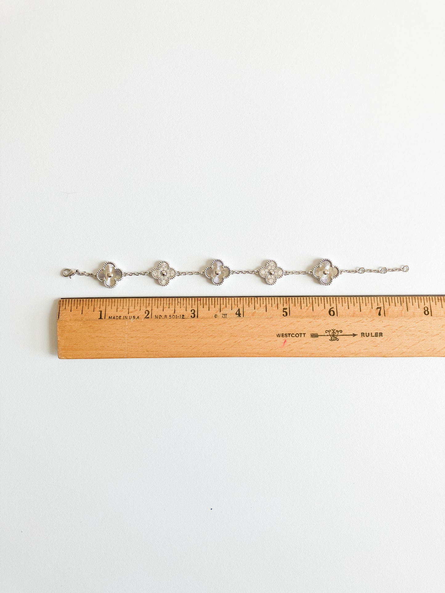 Cubic Zirconia and Radiant Demi Quatrefoil Bracelet in Silver