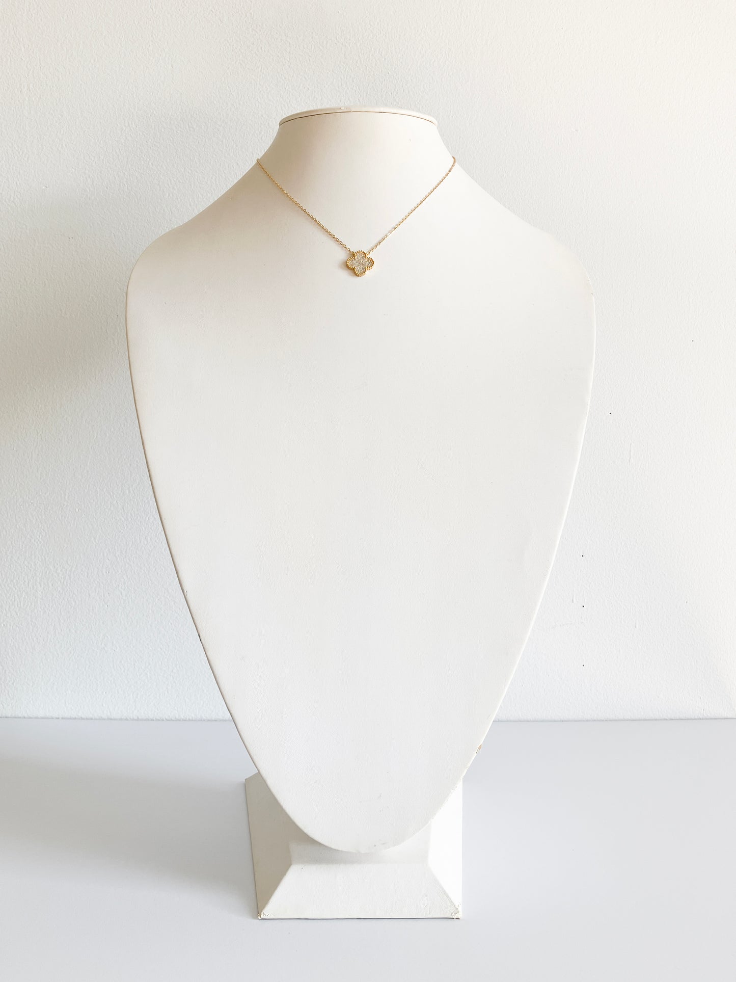 Cubic Zirconia Demi Quatrefoil Pendant in Gold