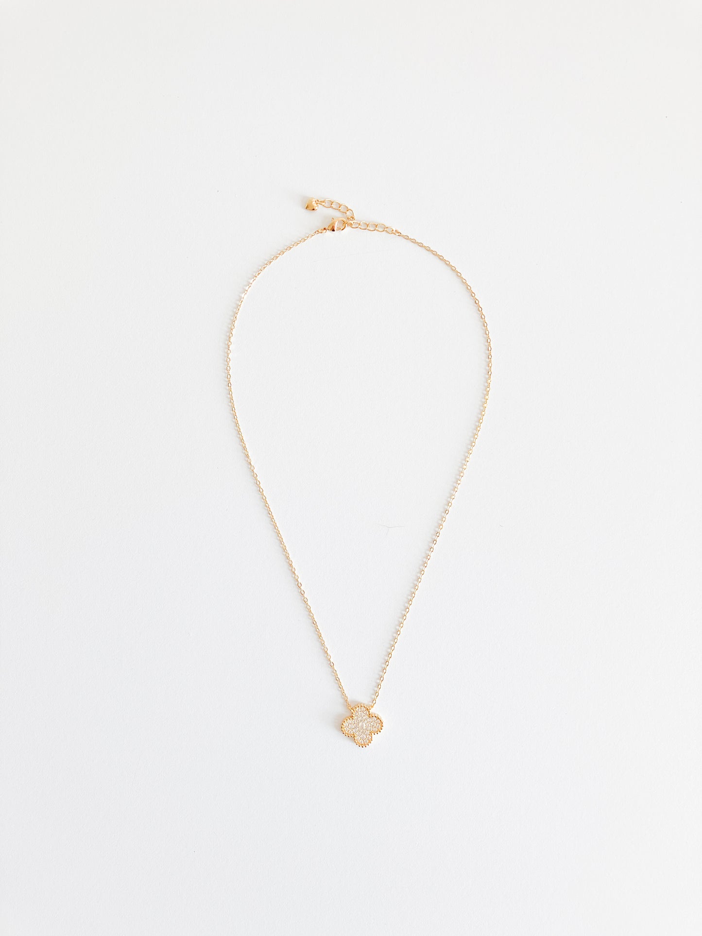 Cubic Zirconia Demi Quatrefoil Pendant in Gold