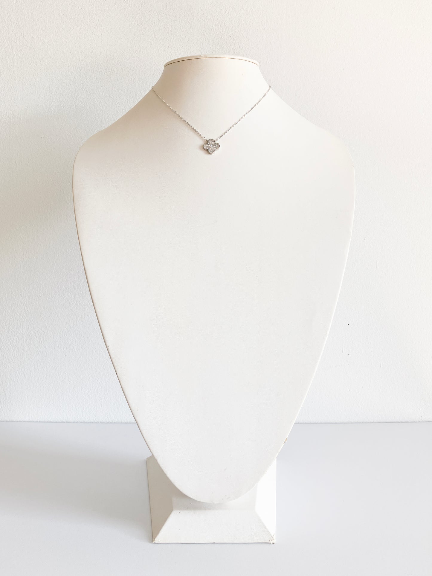 Cubic Zirconia Demi Quatrefoil Pendant in Silver