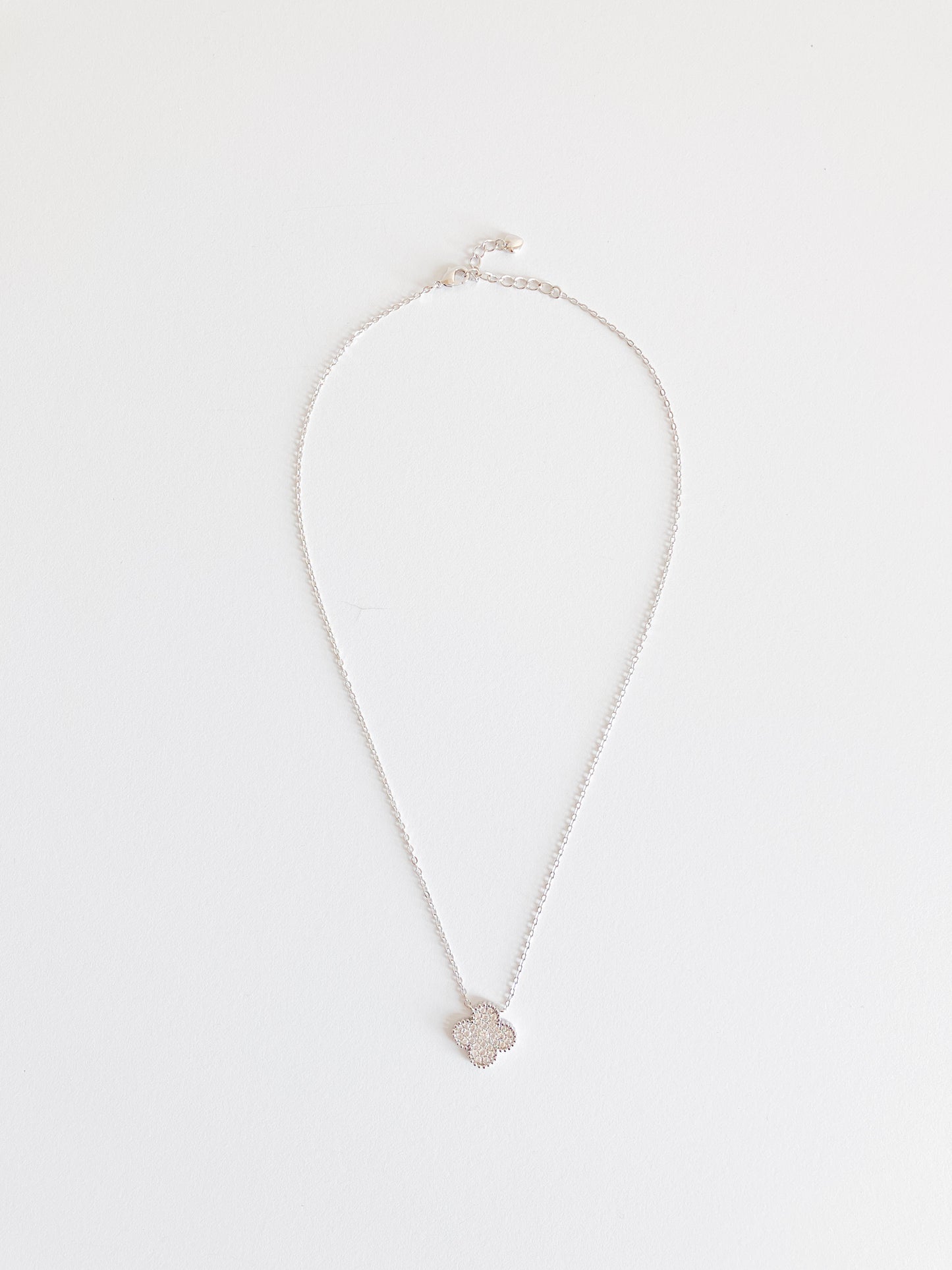Cubic Zirconia Demi Quatrefoil Pendant in Silver