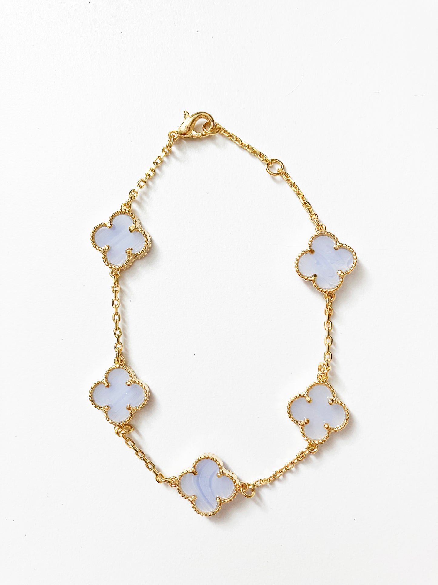 Adjustable 7.5" Agate Quatrefoil Bracelet