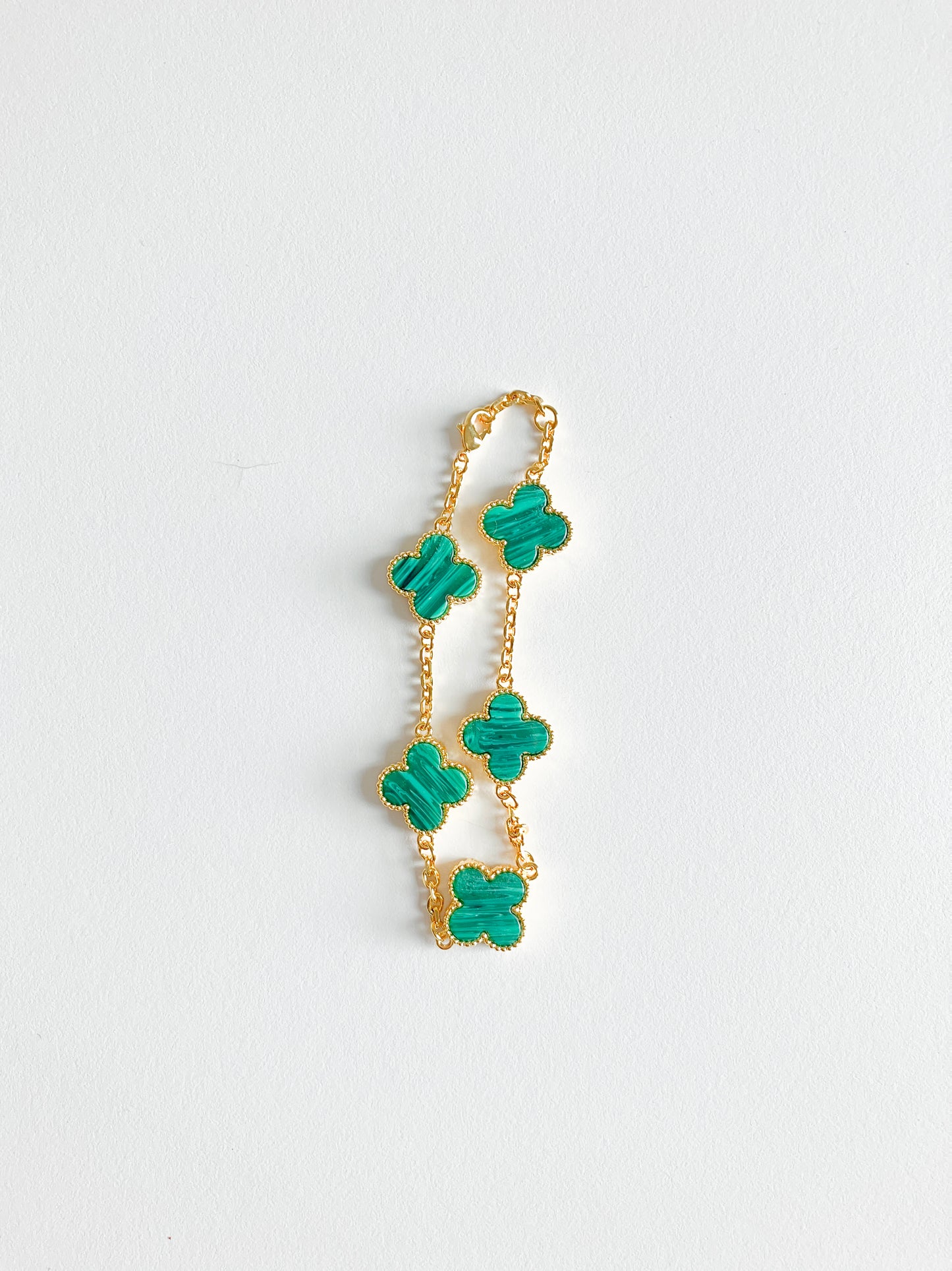 Malachite Quatrefoil Bracelet in Gold