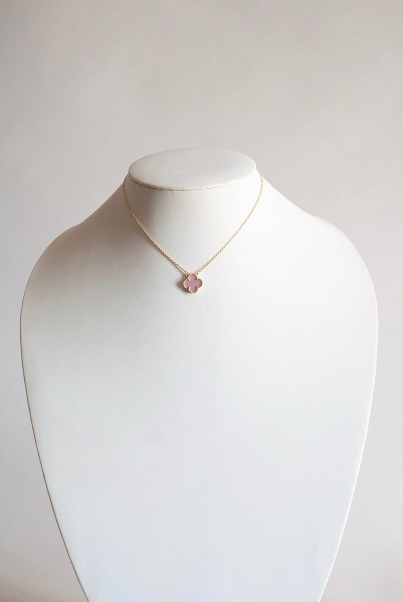 Adjustable Demi Pink Mother of Pearl Quatrefoil Motif Pendant