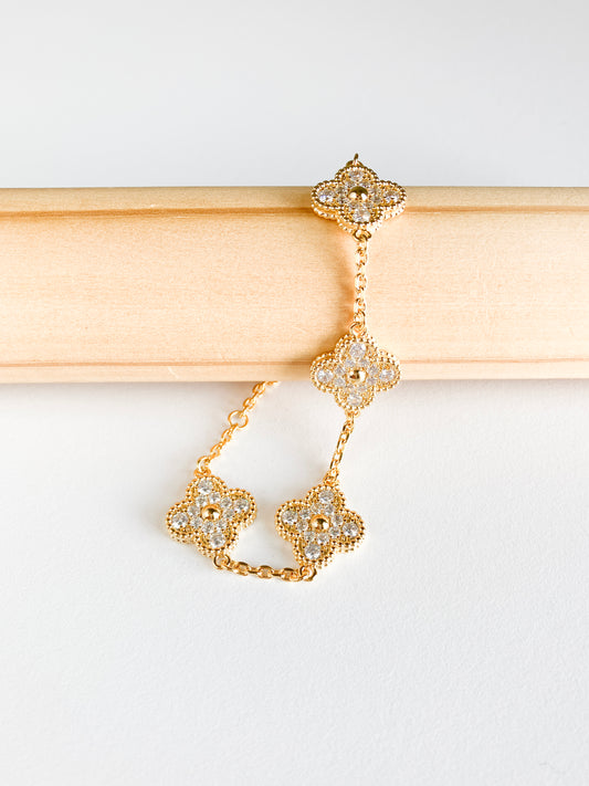 Cubic Zirconia Quatrefoil Bracelet in Gold