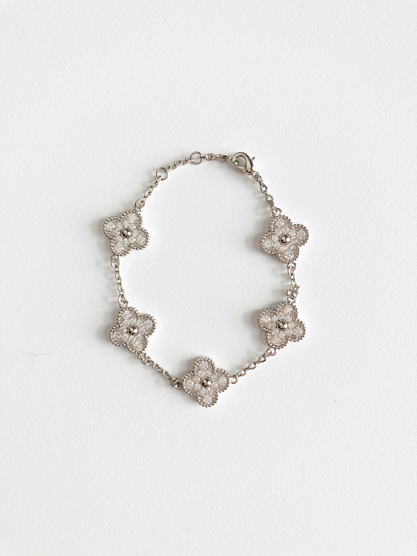 Cubic Zirconia Quatrefoil Bracelet in Silver