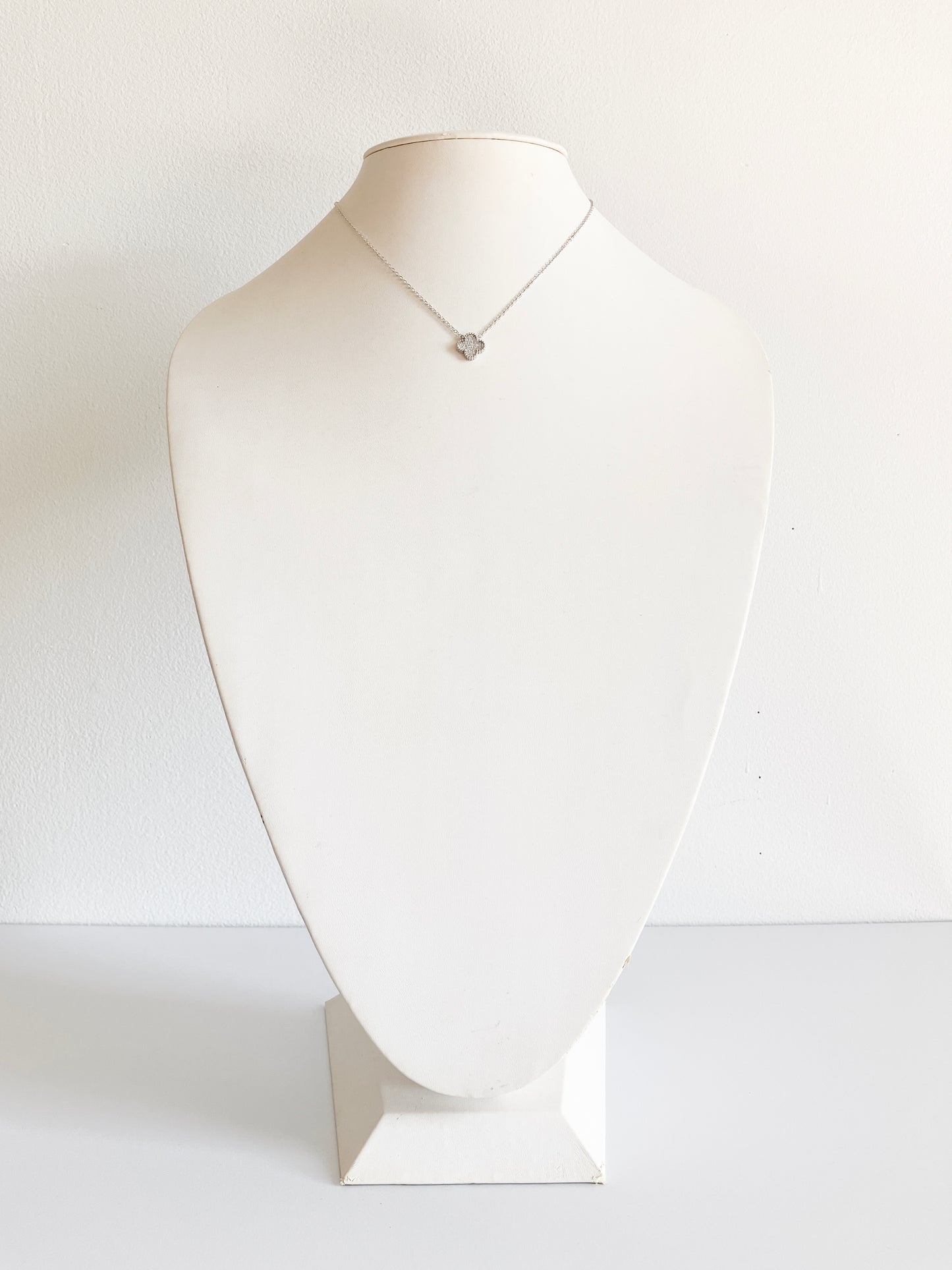 Cubic Zirconia Small Quatrefoil Pendant in Silver