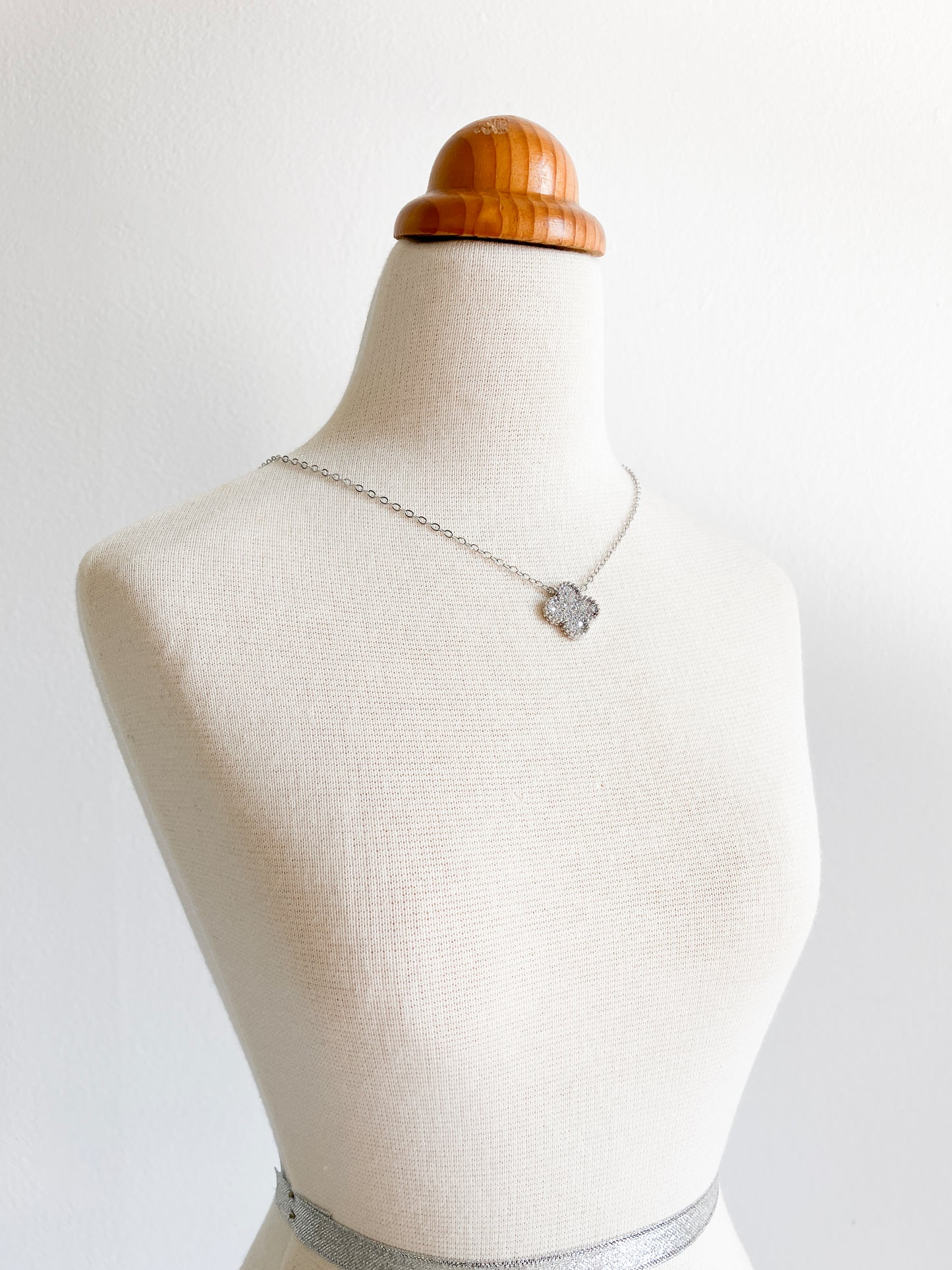 Cubic Zirconia Small Quatrefoil Pendant in Silver