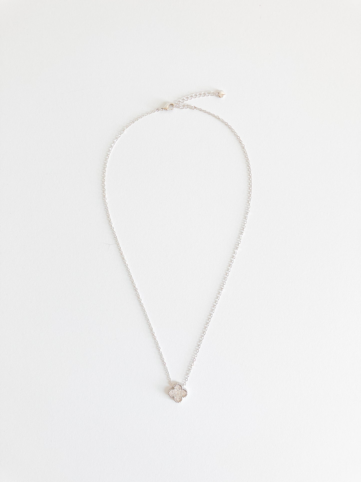 Cubic Zirconia Small Quatrefoil Pendant in Silver