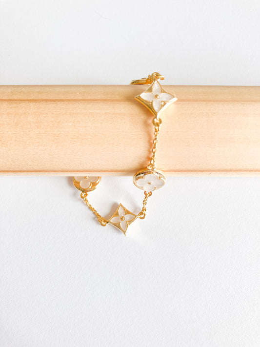 Mother of Pearl Moonflower and Starflower Bracelet
