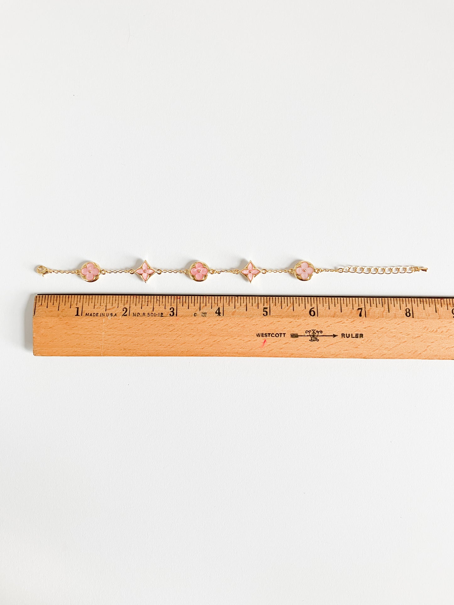 Pink Mother of Pearl Moonflower and Starflower Bracelet