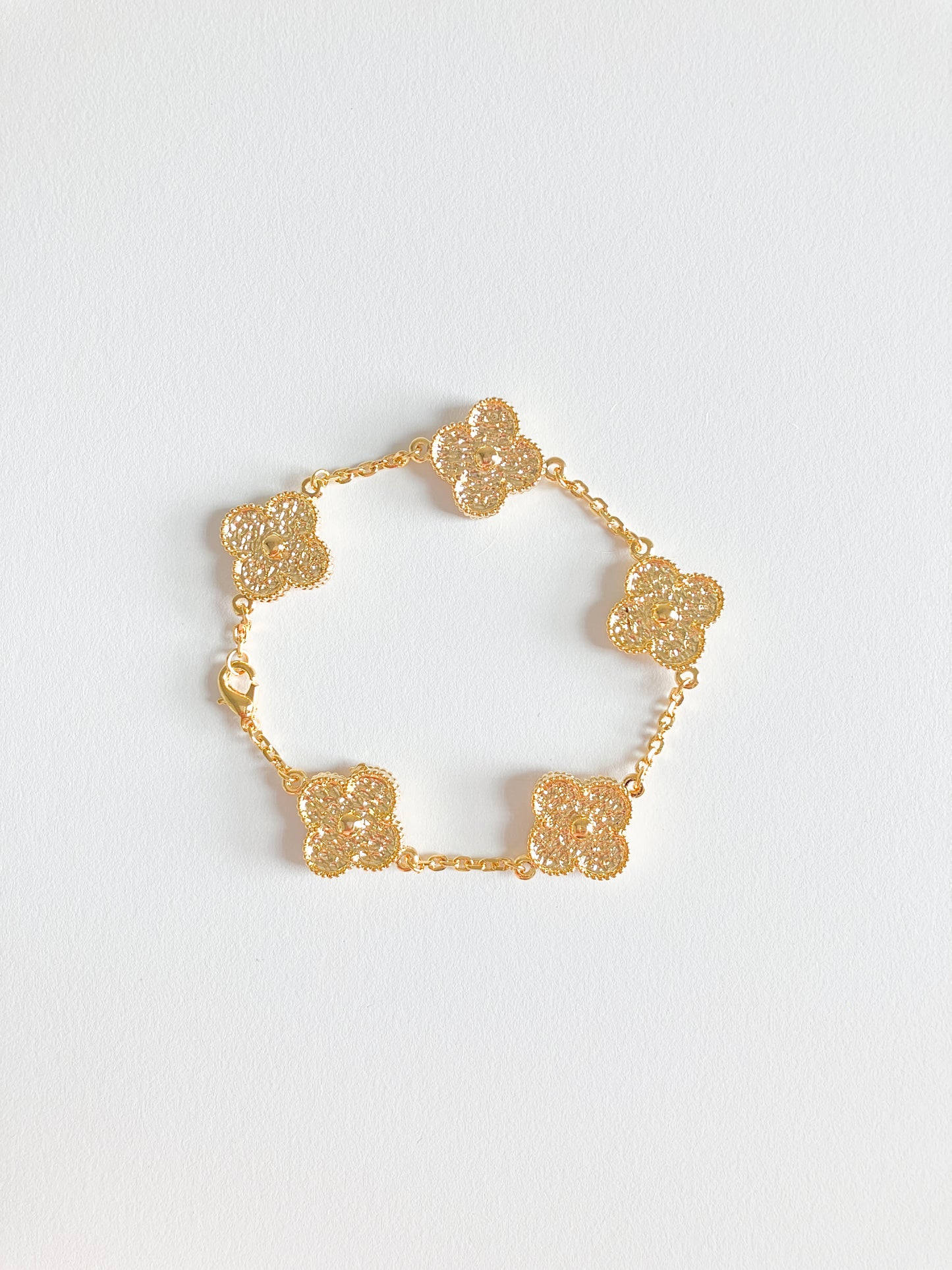 Textured Gold Quatrefoil Motif Bracelet