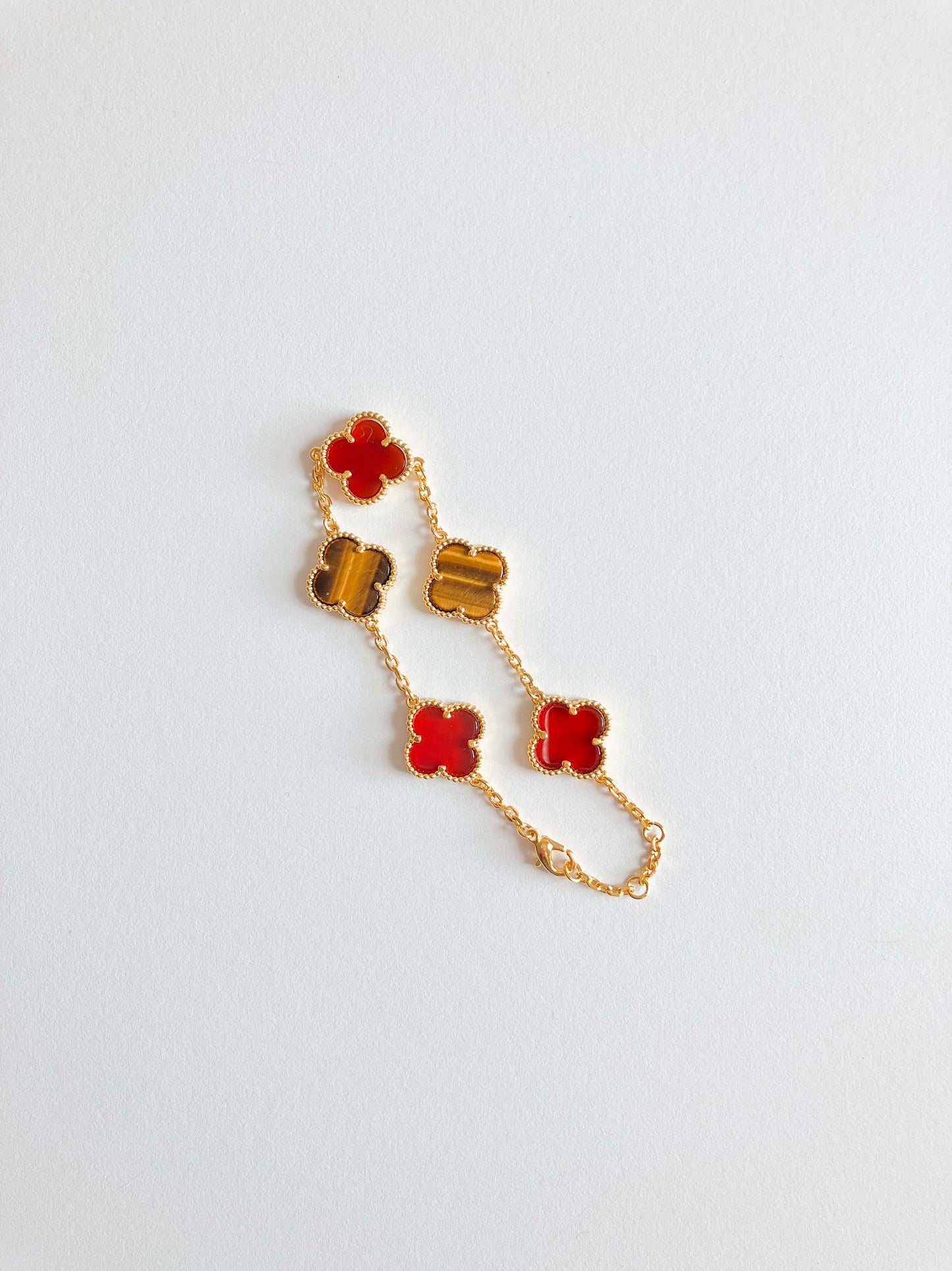 Carnelian and Tiger Eye Bracelet in Gold