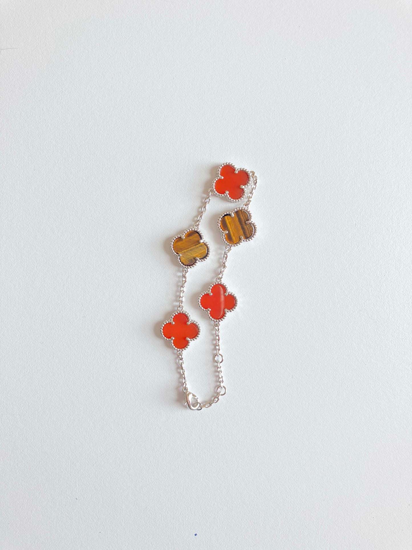 Carnelian and Tiger Eye Bracelet in Silver