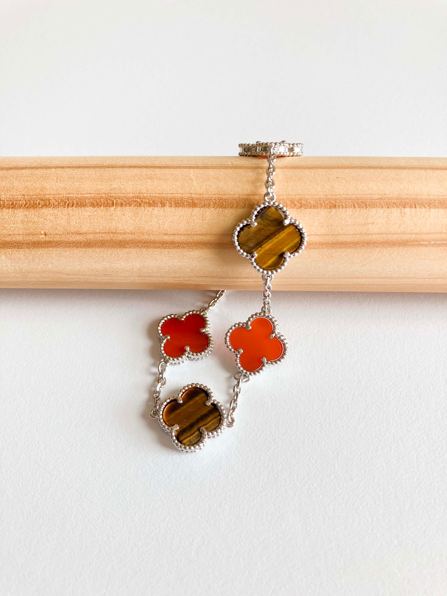 Carnelian and Tiger Eye Bracelet in Silver