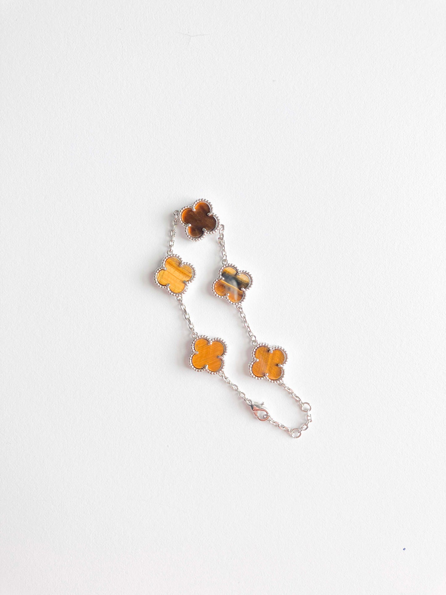 Tiger Eye Quatrefoil Bracelet in Silver