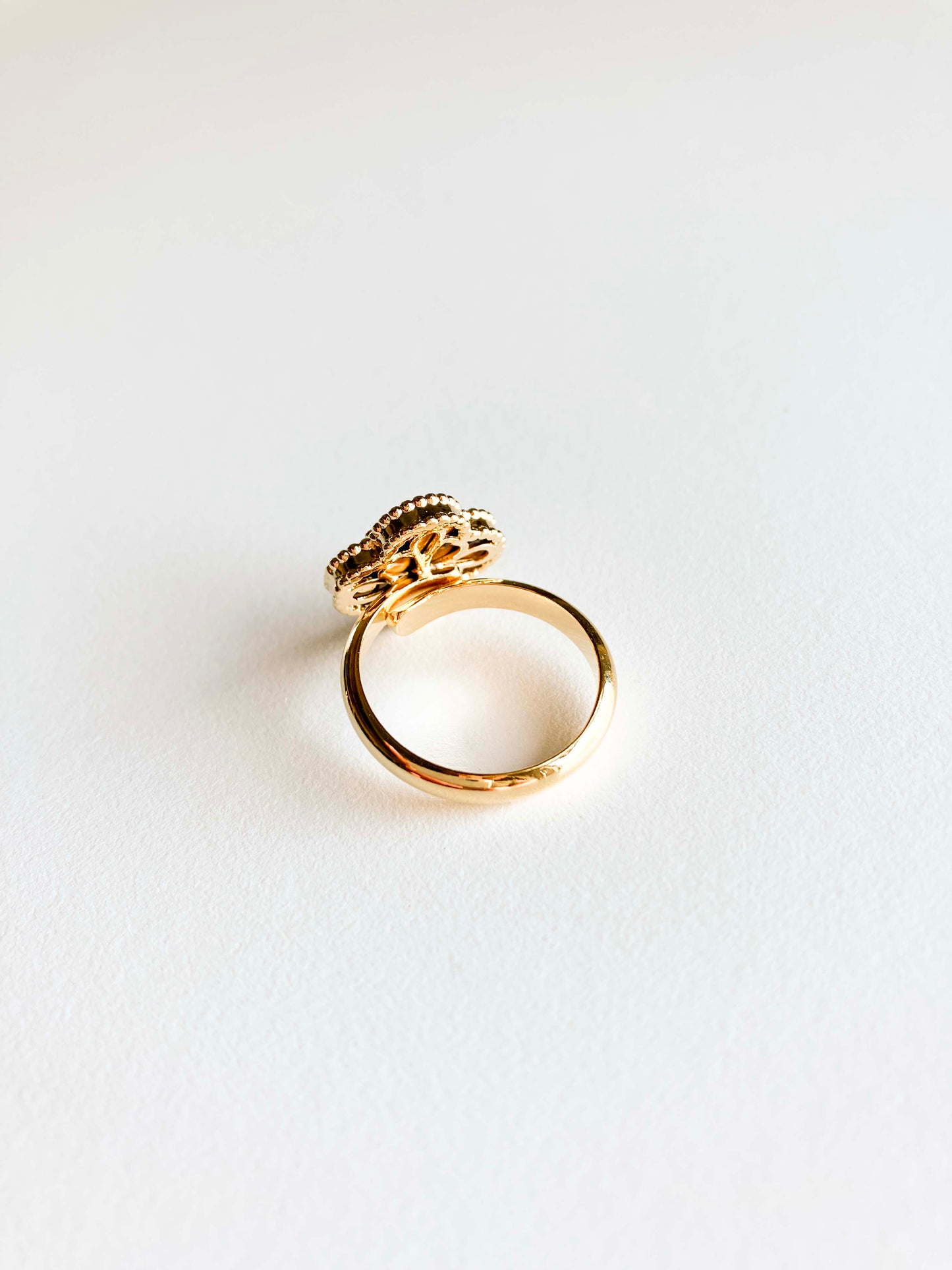 Tiger Eye Demi Quatrefoil Ring in Gold