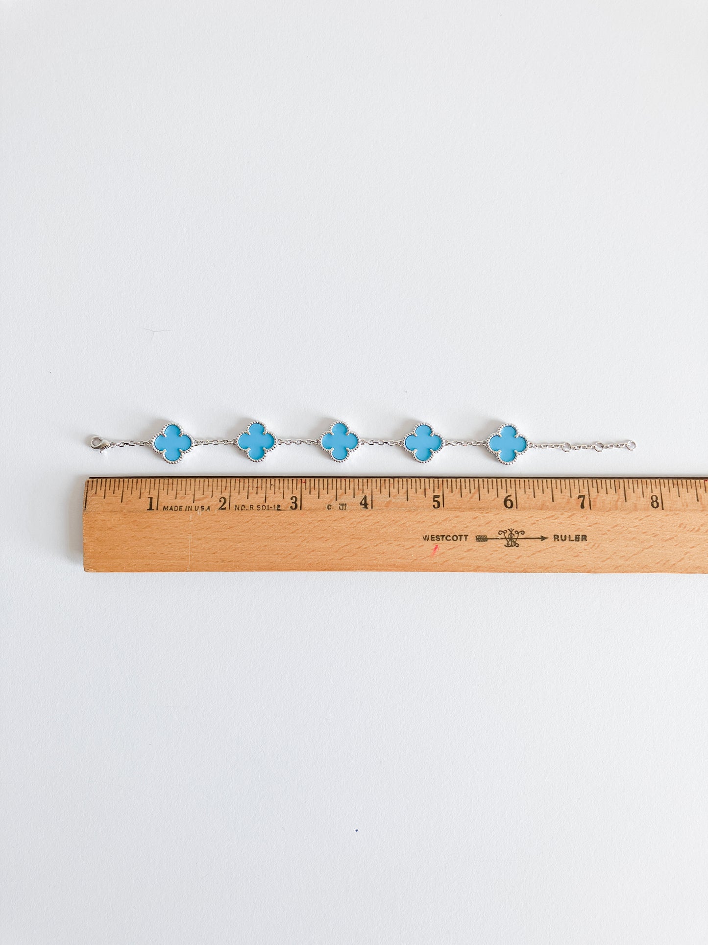 Turquoise Demi Quatrefoil Bracelet in Silver