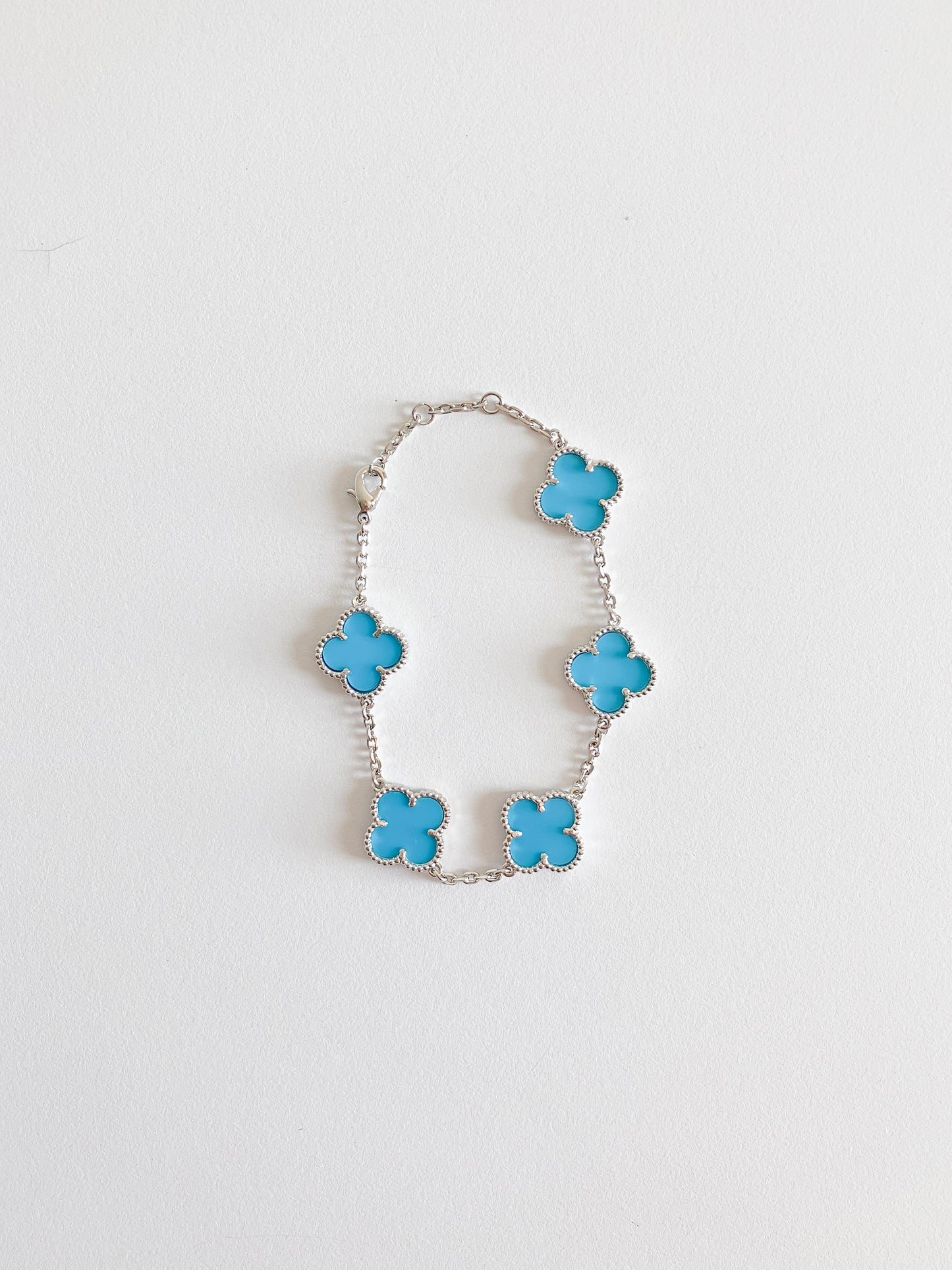 Turquoise Demi Quatrefoil Bracelet in Silver