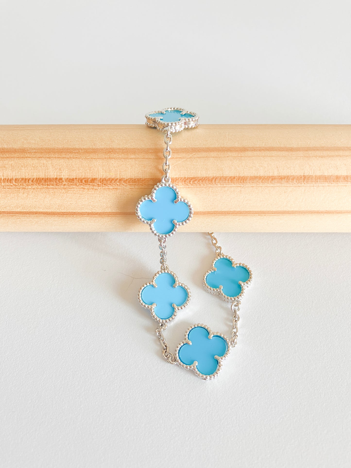 Turquoise Demi Quatrefoil Bracelet in Silver