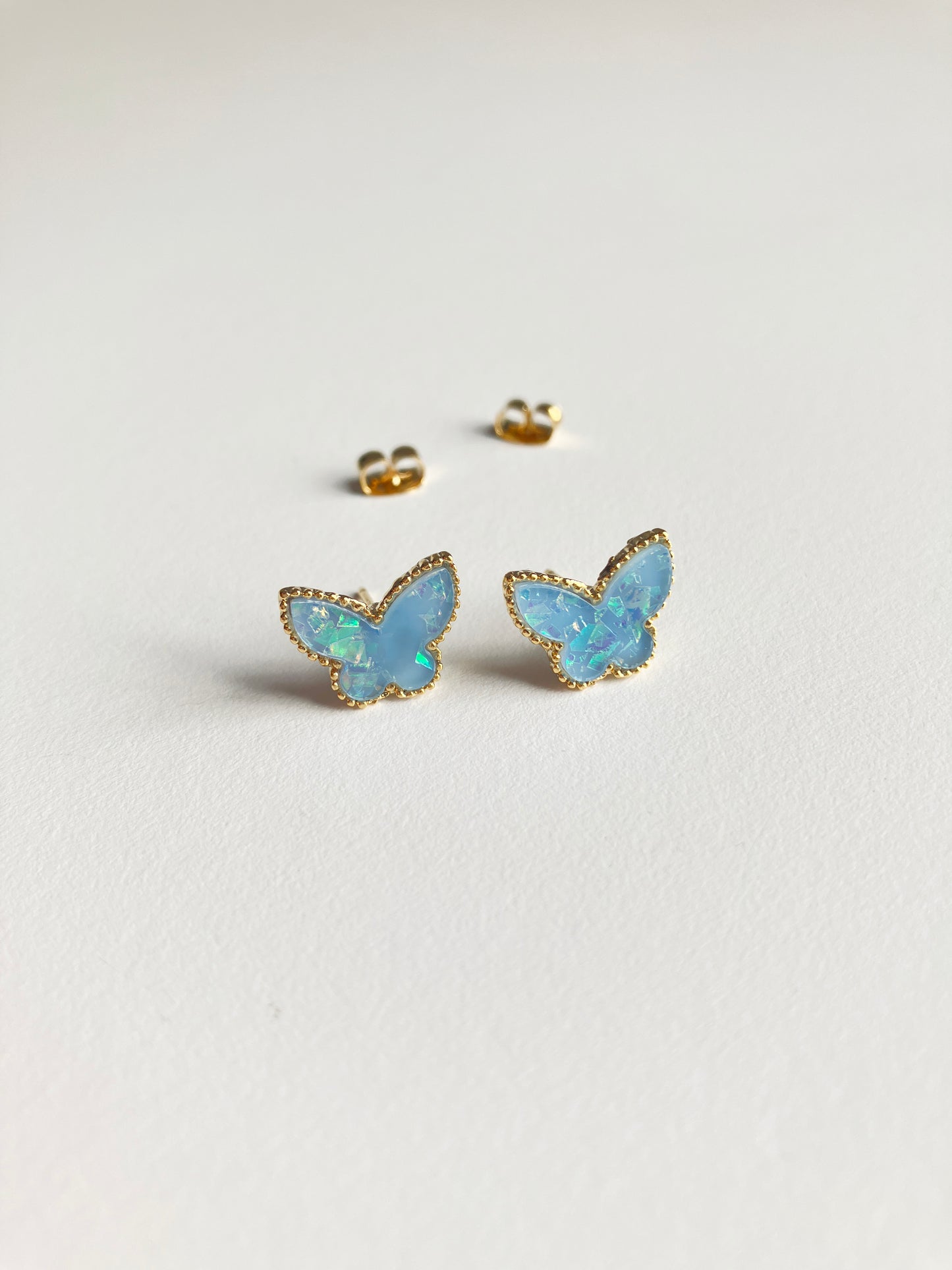 Blue Opal Butterfly Earrings