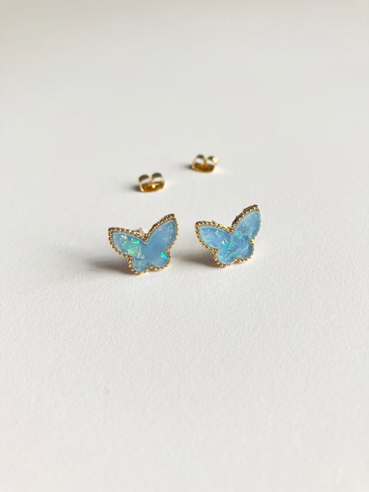 Blue Opal Butterfly Earrings