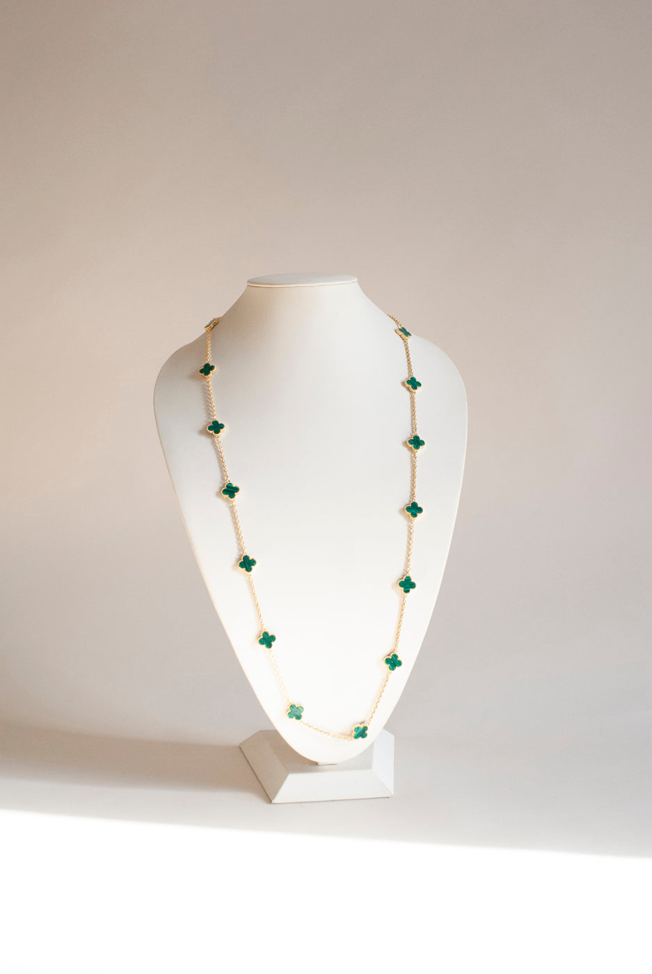 Malachite Quatrefoil Gold Plated Necklace