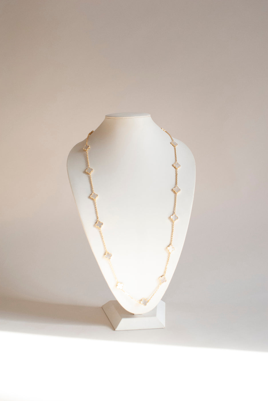 Mother of Pearl Quatrefoil Gold Plated Necklace