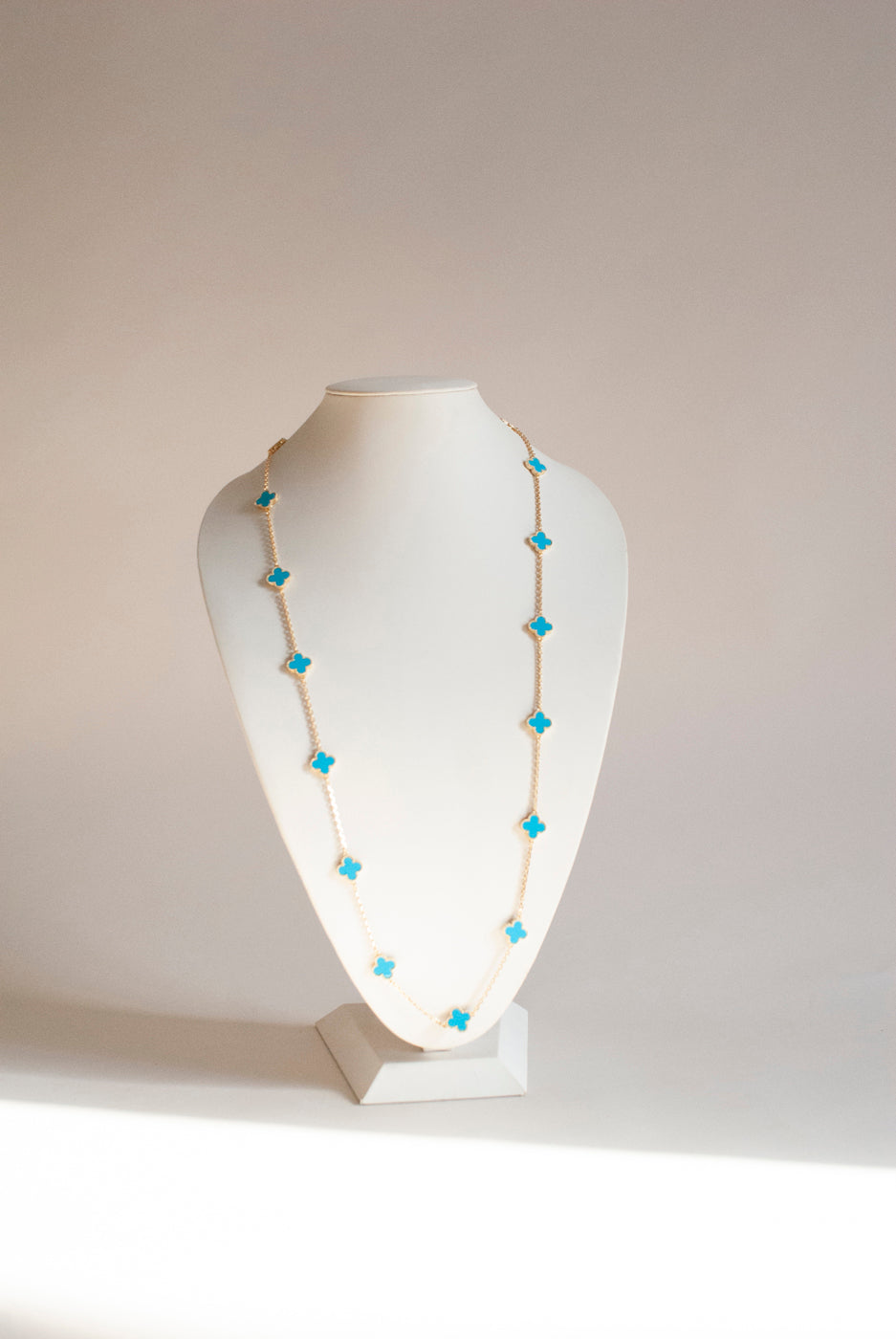 Turquoise Quatrefoil Gold Plated Necklace
