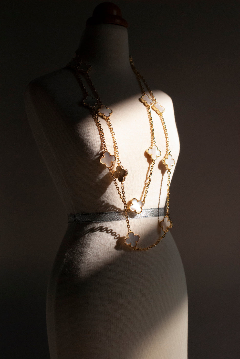 Mother of Pearl Quatrefoil Gold Plated Necklace