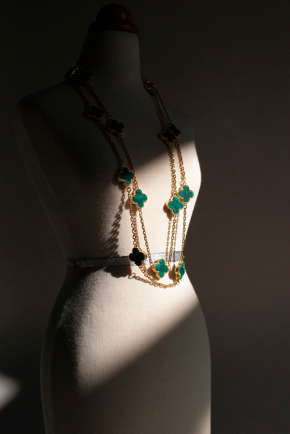 Malachite Quatrefoil Gold Plated Necklace