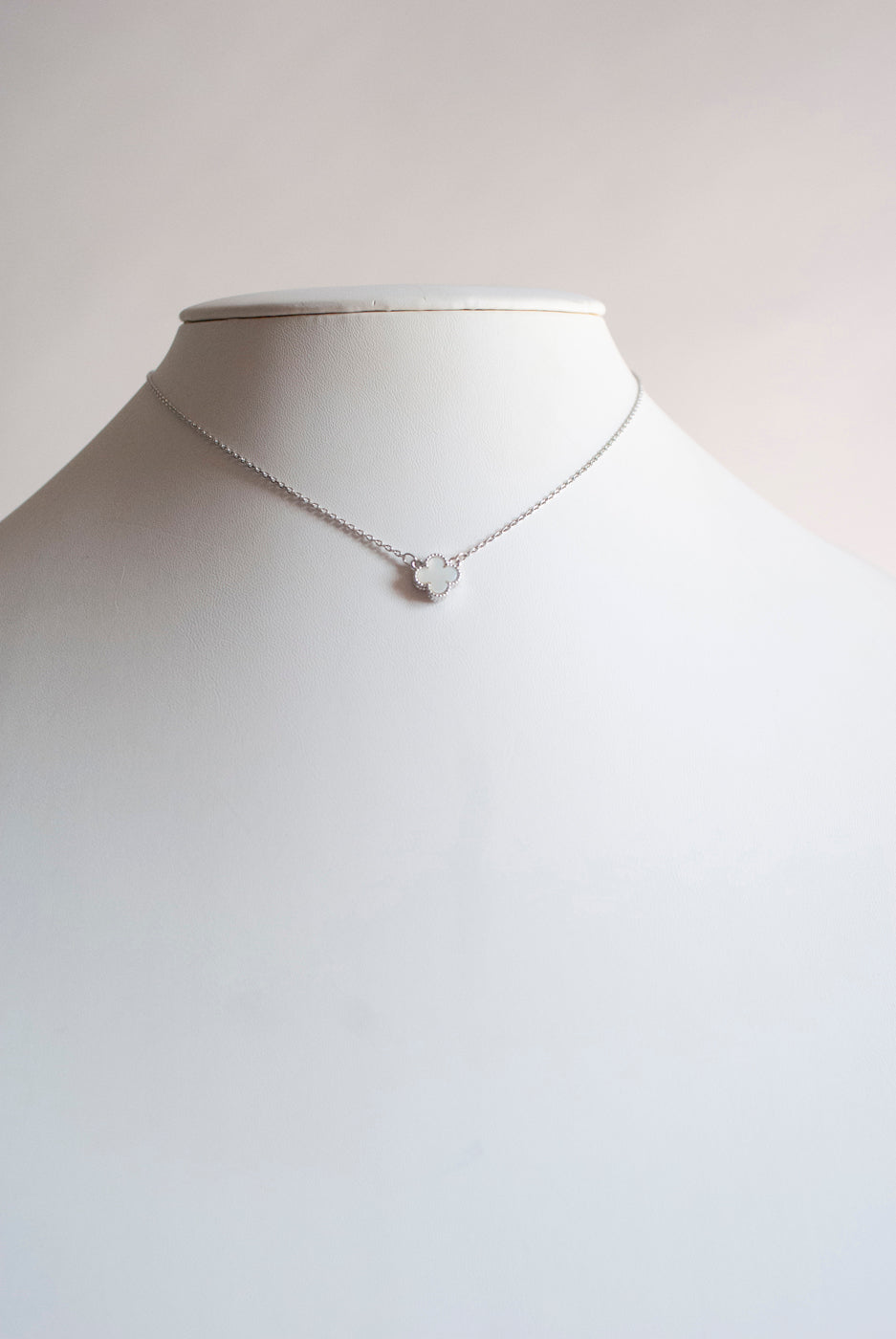 Adjustable Demi Mother of Pearl Quatrefoil Motif Pendant