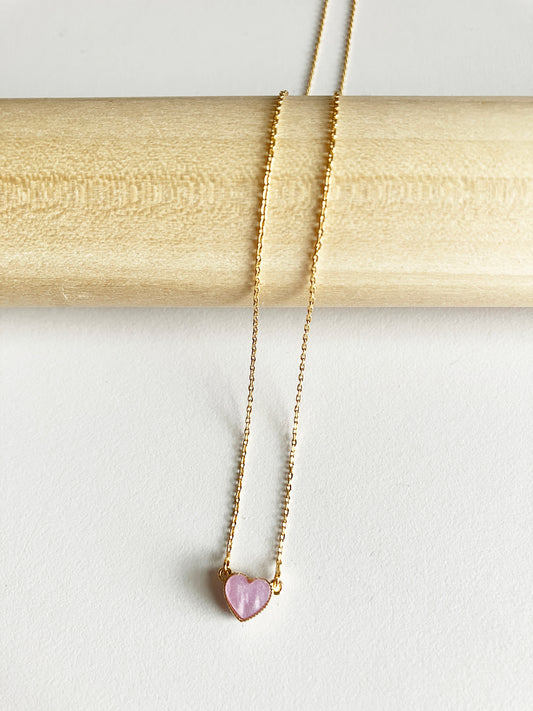Candy Heart Necklace in Lilac Mother of Pearl