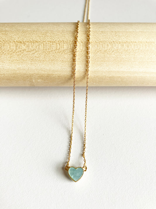 Candy Heart Necklace in Mint Mother of Pearl