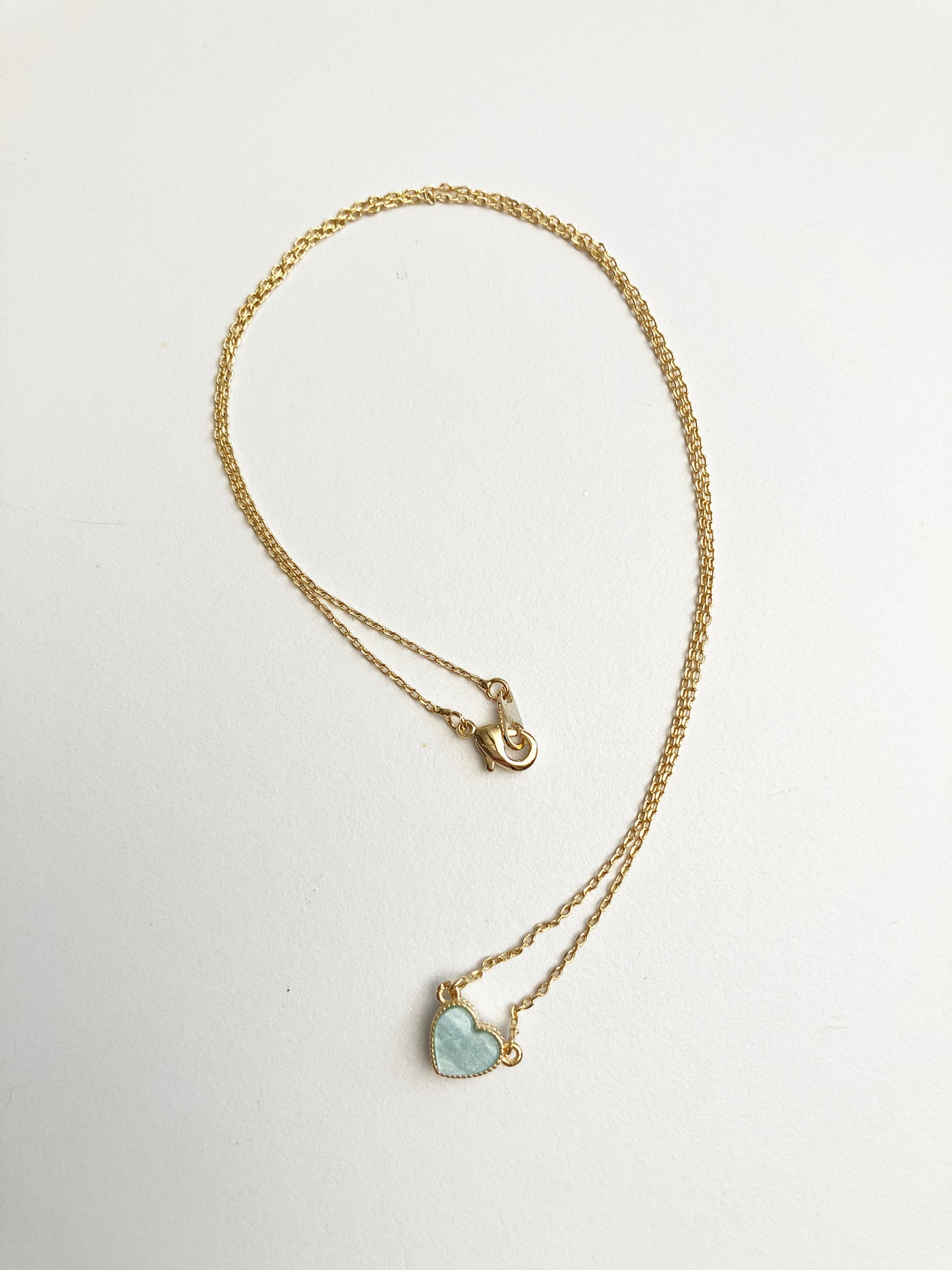 Candy Heart Necklace in Mint Mother of Pearl