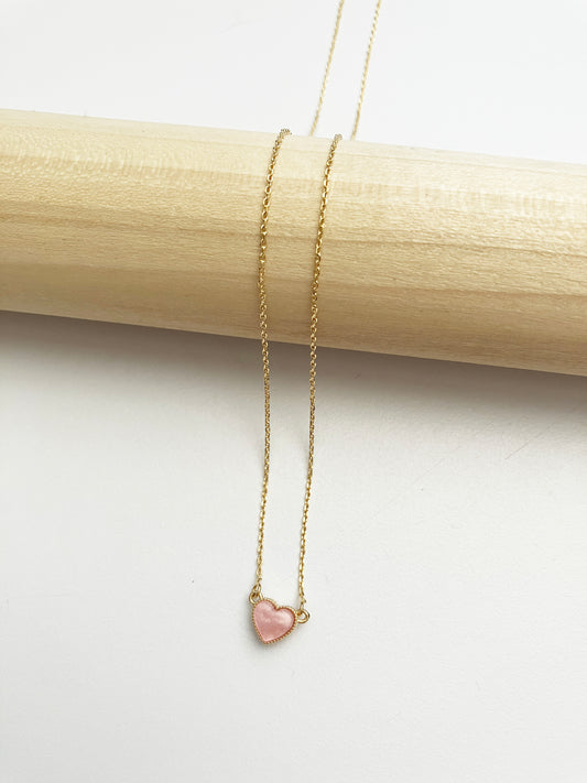 Candy Heart Necklace in Pink Mother of Pearl