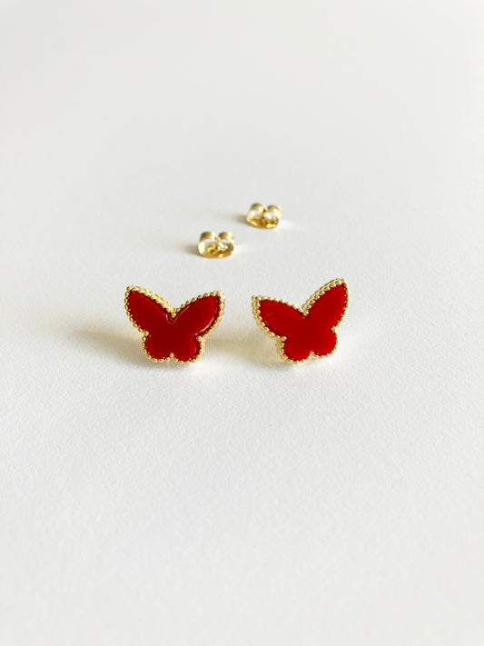 Carnelian Butterfly Earrings in Gold