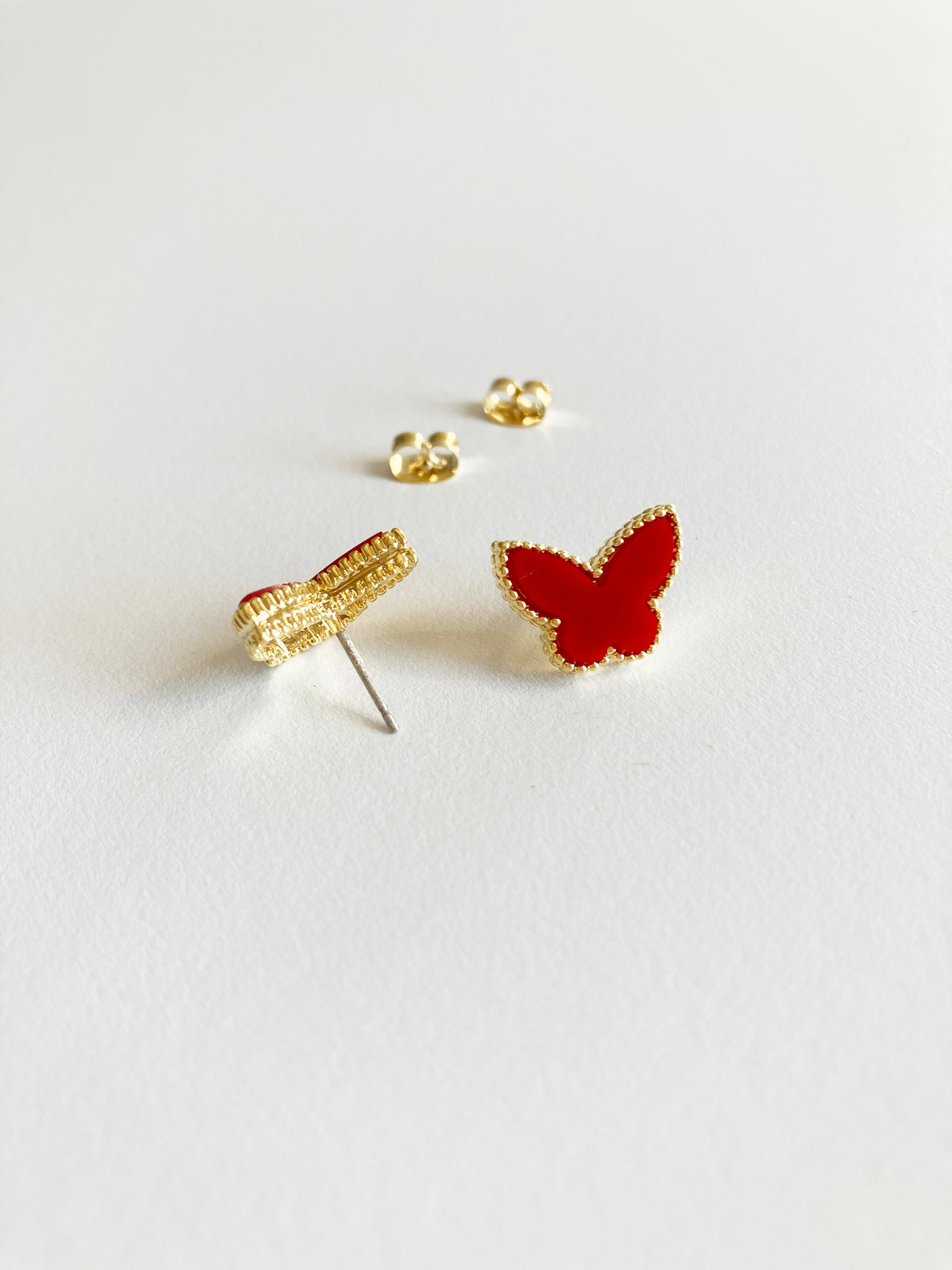 Carnelian Butterfly Earrings in Gold