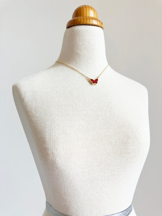 Carnelian Mini Butterfly Adjustable Necklace