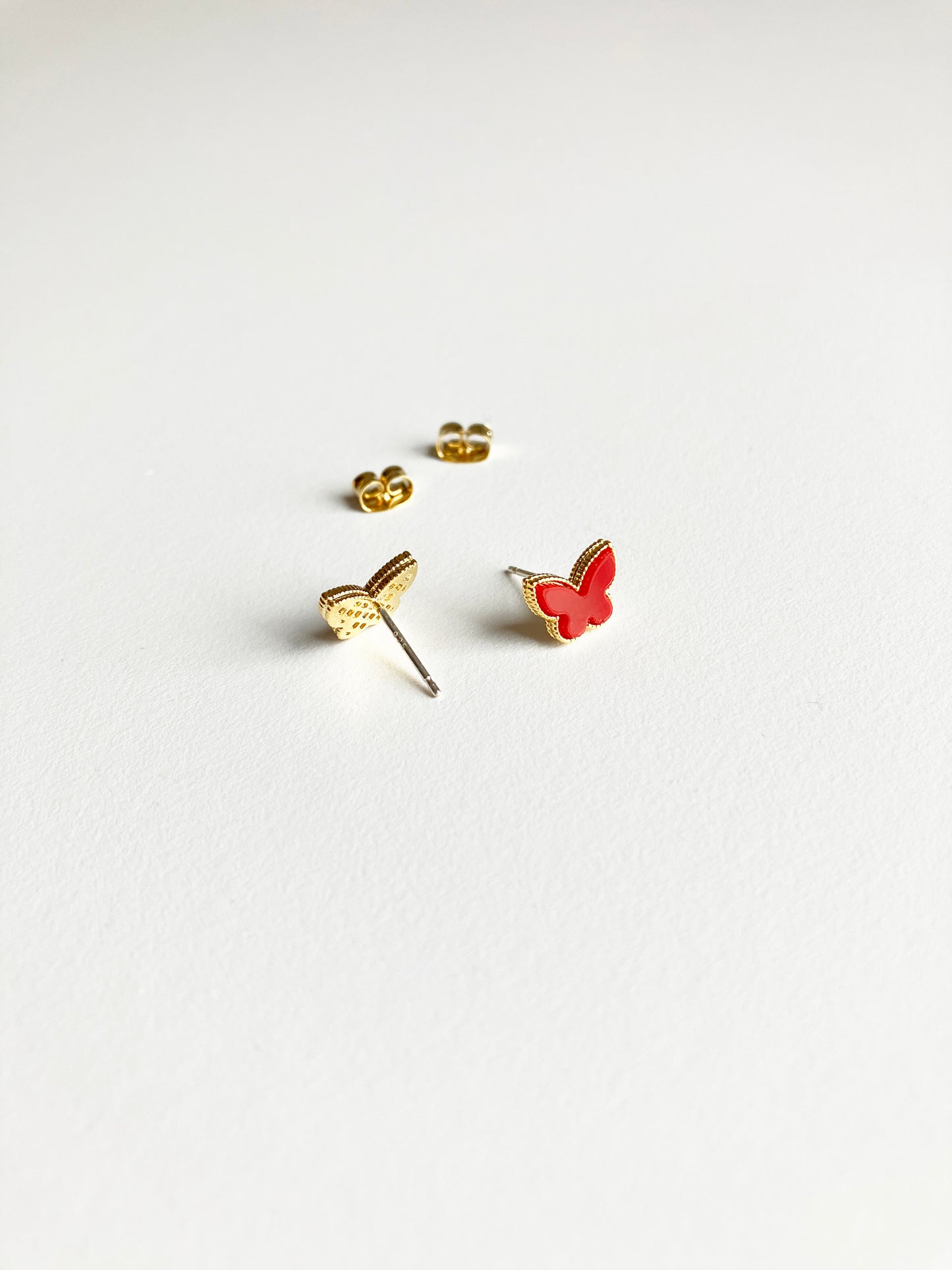 Mini Carnelian Butterfly Earrings in Gold