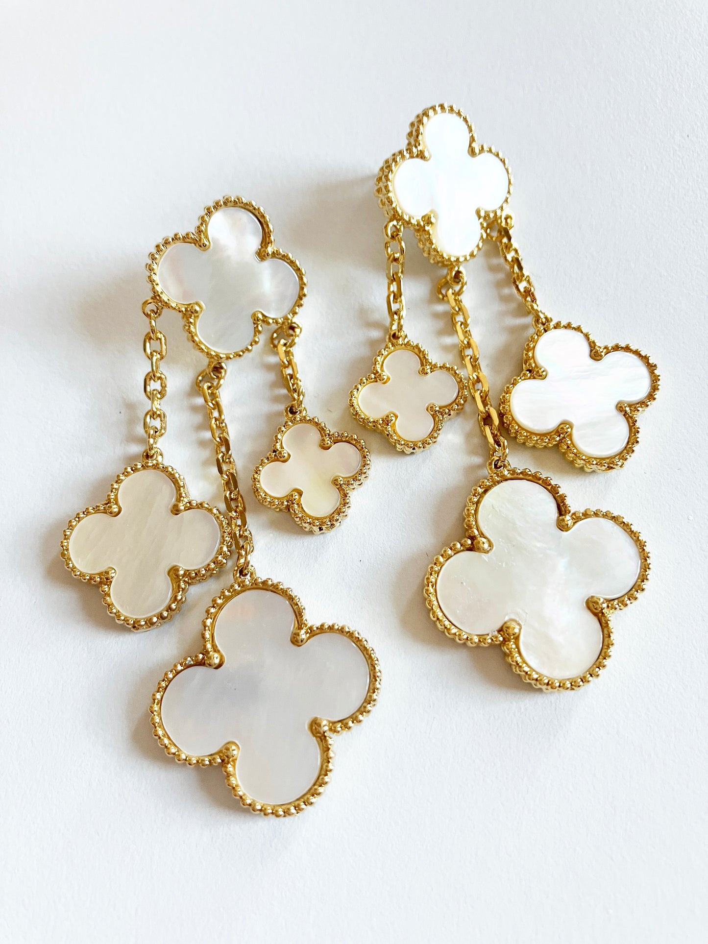 Mother of Pearl Chandelier Earrings in Gold