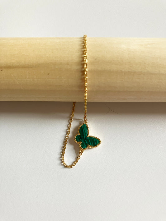 Butterfly Chain Bracelet in Malachite and Gold