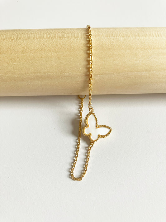 Butterfly Chain Bracelet in Mother of Pearl and Gold