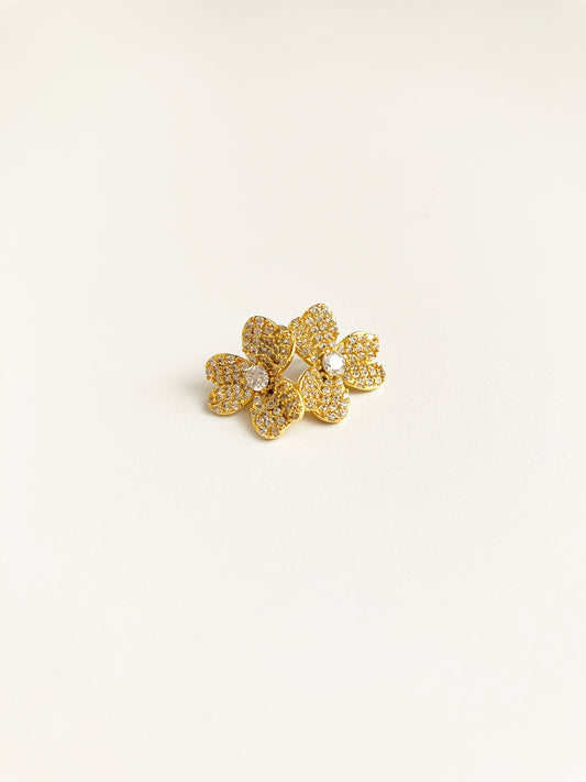 Clover Earrings in Gold and Cubic Zirconium