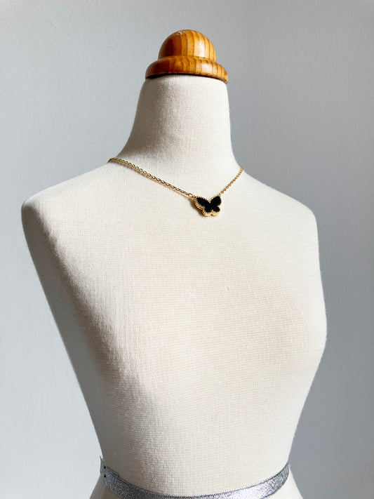 Adjustable Demi Onyx Butterfly Motif Pendant