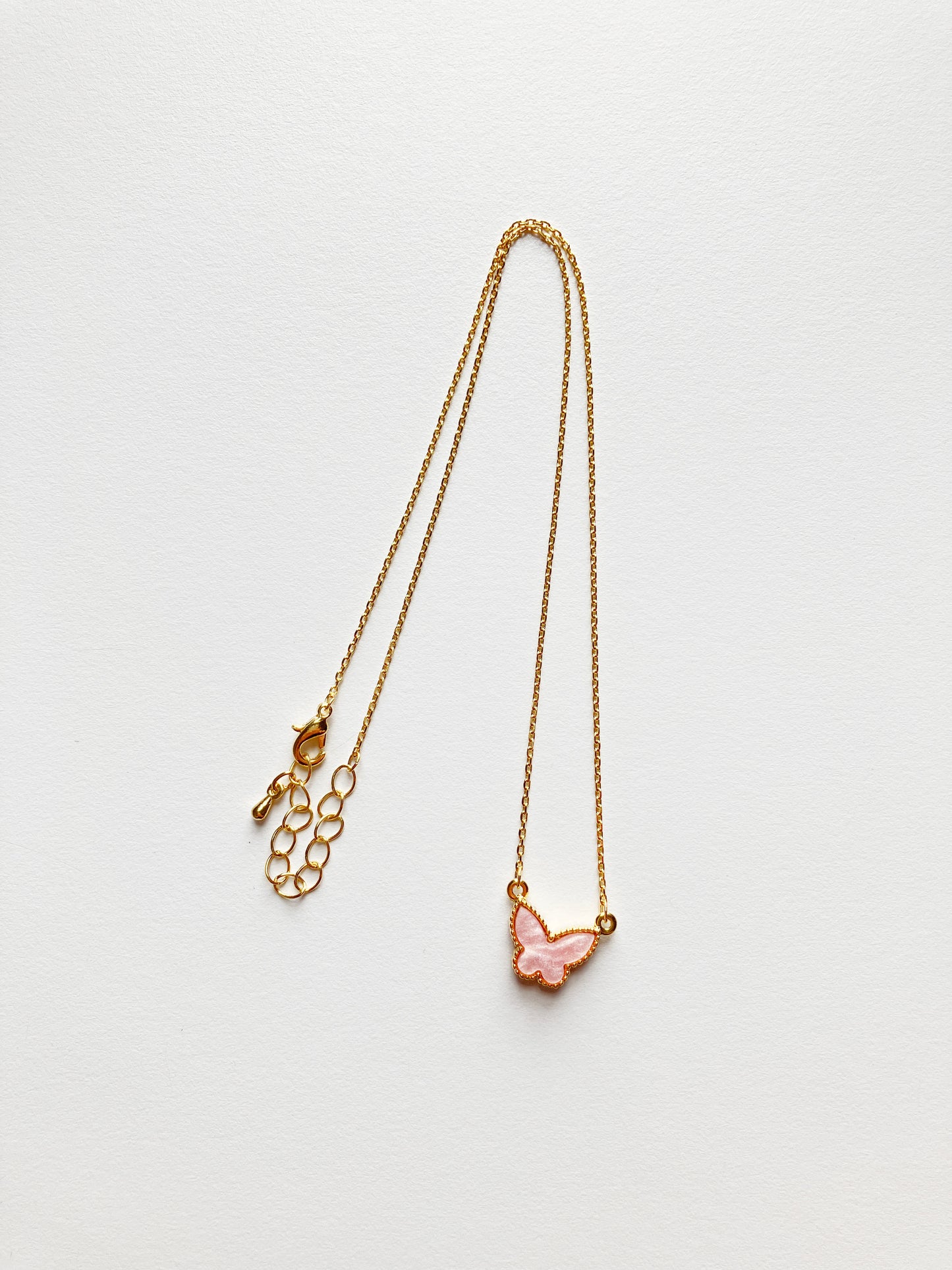 Adjustable Demi Pink Mother of Pearl Butterfly Motif Pendant